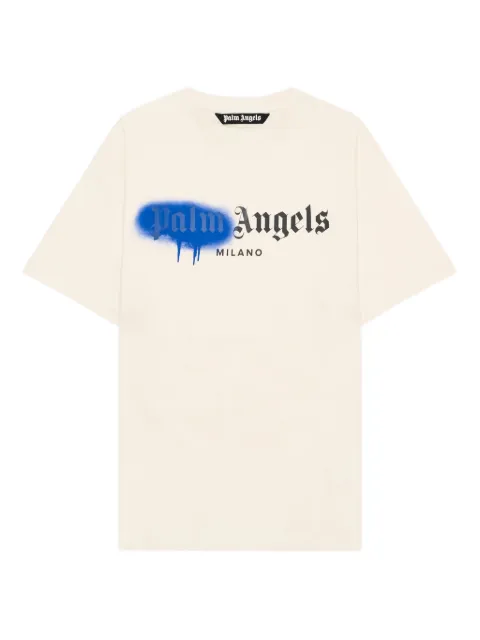 Palm Angels Spray City Milan dripping logo T-shirt Neutrals PMAA109T26JER0040347