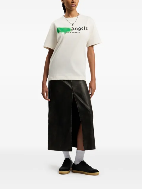 Palm Angels Spray City Los Angeles dripping logo T-shirt Neutrals PMAA109T26JER0010355