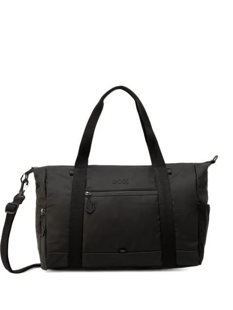 BOSS reflective-detail holdall in faux leather Black 50558357