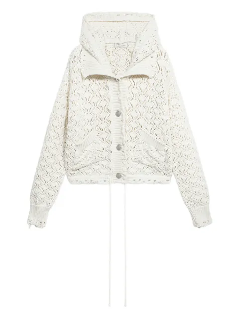Blumarine lace-stitch hooded cardigan White P622B110A