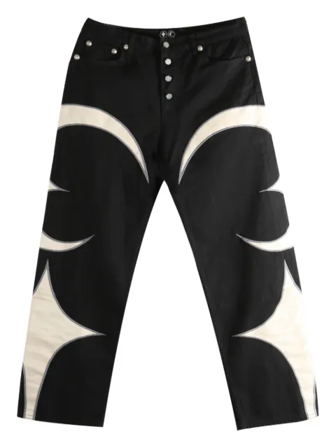THUG CLUB Crescent leather-panelled jeans Black TC23PT0901