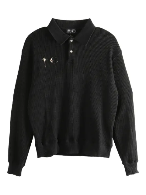 THUG CLUB waffle pin polo shirt Black TC24PK0101
