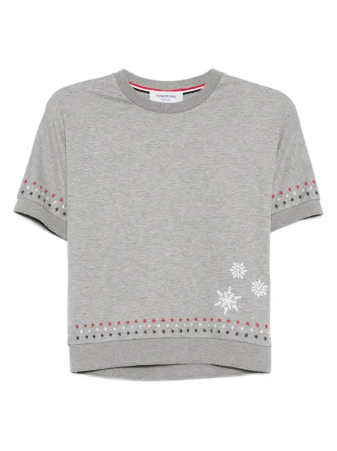 Thom Browne snowflake-embroidered cotton T-shirt Grey FJS255EJ0055035