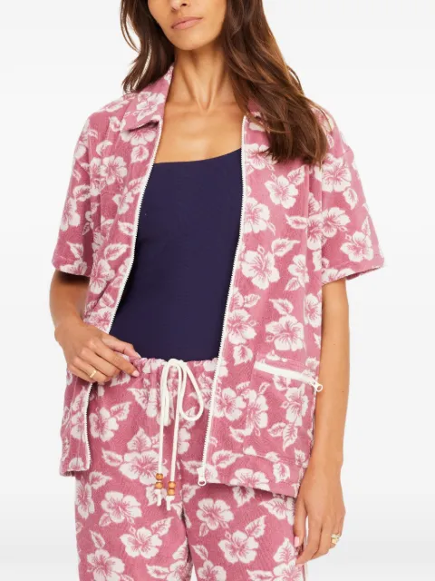The Upside Lahaina Cabana floral zip shirt Pink USW126049