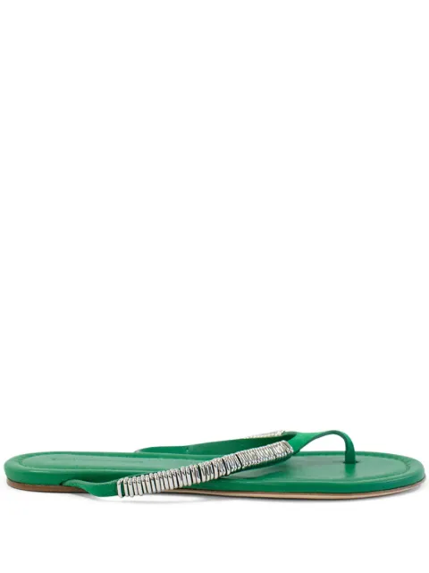 Christopher Esber Frida pierced suede flat sandals Green 25049598