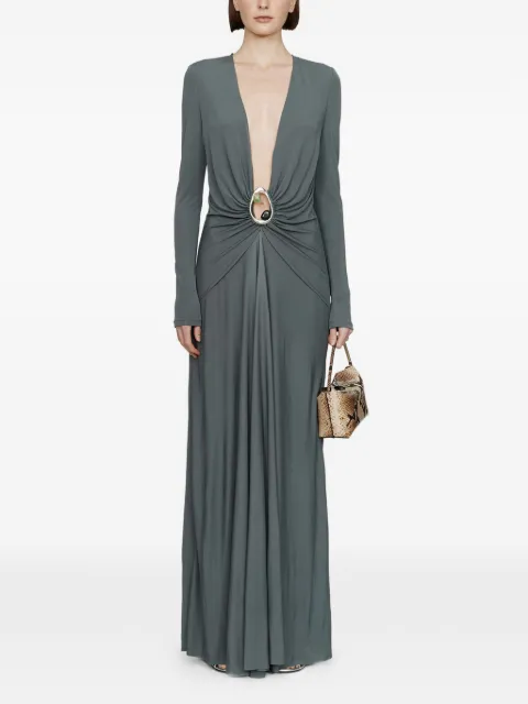 Christopher Esber Orica ruched V-neck maxi dress Grey 25043423