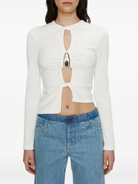 Christopher Esber crystal pendant open twist long sleeve top Blue 25041332WHITE