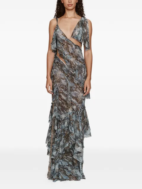 Christopher Esber Unravelled cut-out ruffled dress Blue 25043613