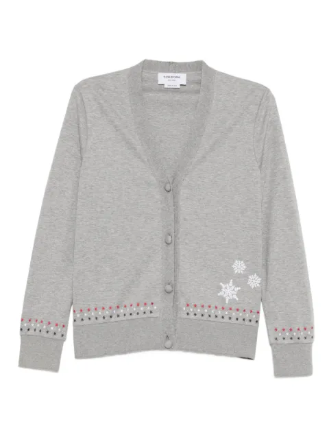 Thom Browne snowflake-embroidered cotton cardigan Grey FJT428EJ0055