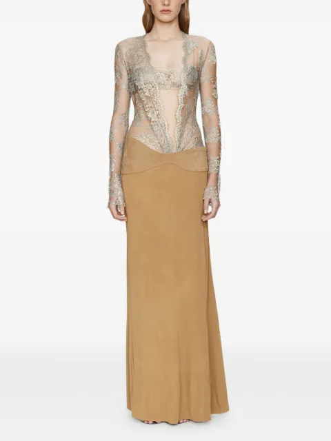 Christopher Esber Sèpienne lace belted gown Neutrals 25043323METALLICKHAKIDEEPSAND