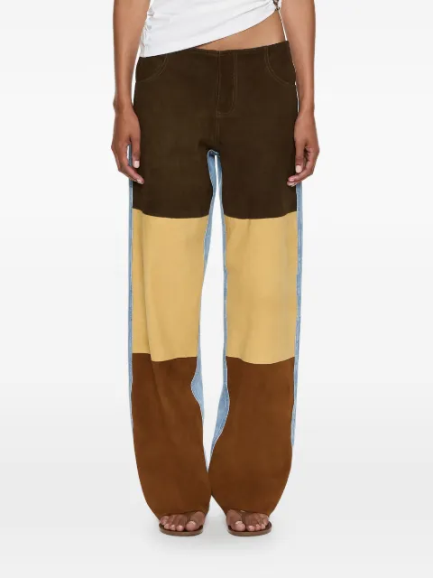Christopher Esber suede-panelled denim trousers Brown 25045611