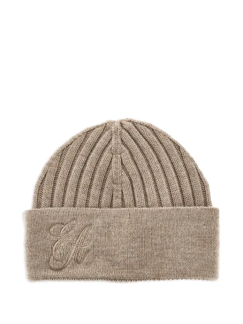 Emporio Armani embroidered ribbed beanie hat Neutrals EW003120AF19981U6096