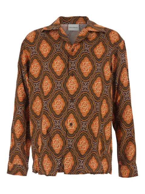 Drôle De Monsieur La Chemise Médaillon cuban collar patterned shirt Brown ISH234VI022BN