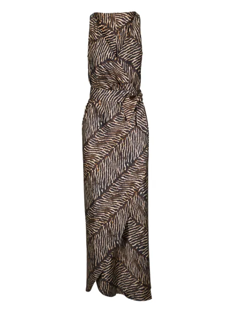 Peter Cohen V-neck print midi dress Brown 4087PLVZEBRA
