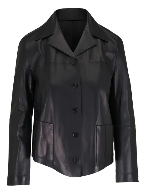 Lafayette 148 button-fastening leather jacket Black MJEA1HL485001