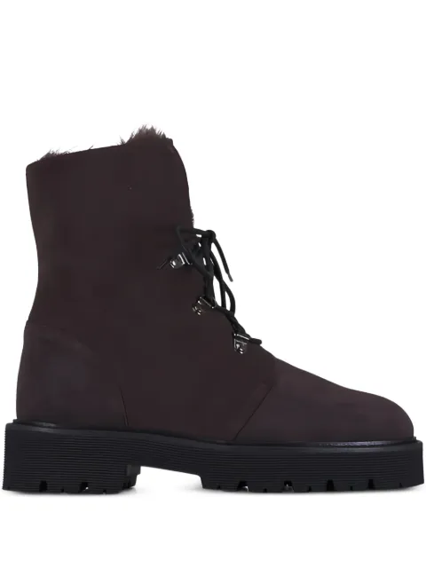 Aquatalia faux-fur-lining lace-up boots Brown TW5EVAF11904