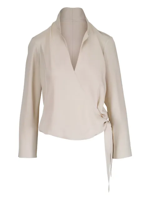 Peter Cohen tie wrap silk blouse Neutrals 4112FP