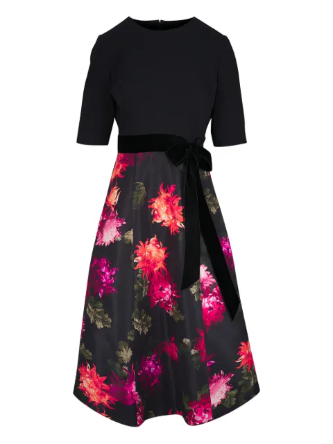 Carolina Herrera chrysanthemum-print midi dress Black C2611N508CYF