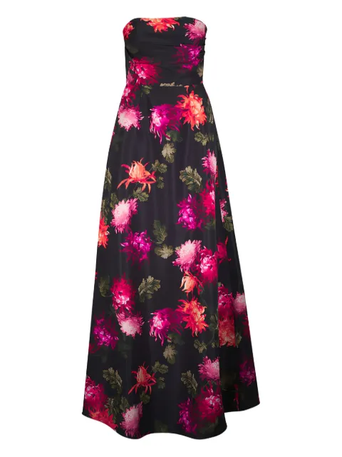 Carolina Herrera floral-pattern strapless maxi dress Black C2611N708CYF002
