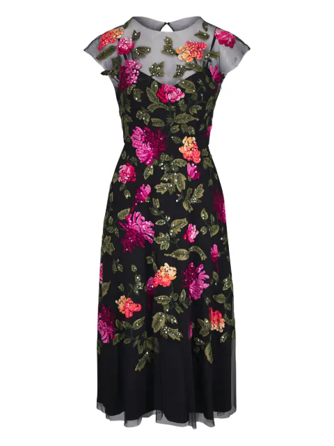 Carolina Herrera floral-embroidery tulle midi dress Black C2611E523NTU002