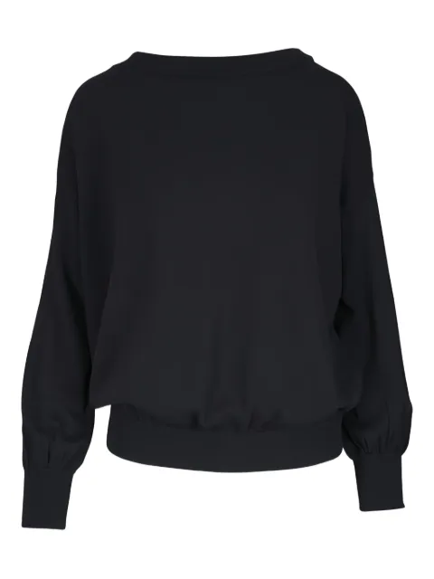 Akris Punto ribbed knit trim wool sweater Black 558700126007009