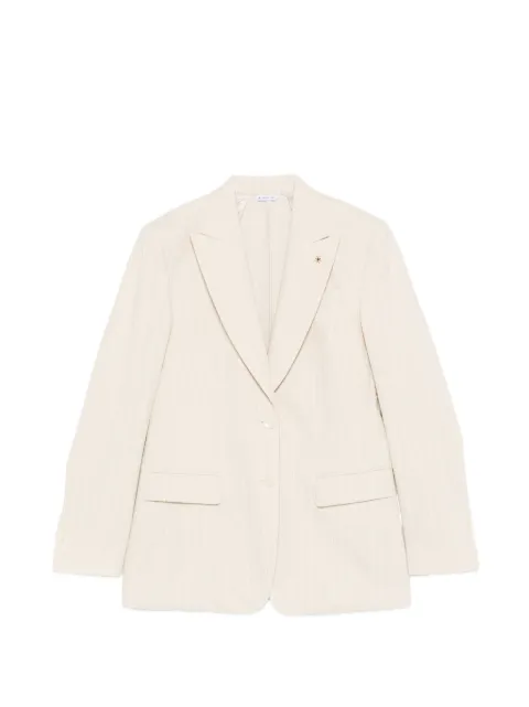 Manuel Ritz pinstripe-pattern peak-lapel jacket Neutrals 4036GD43264003