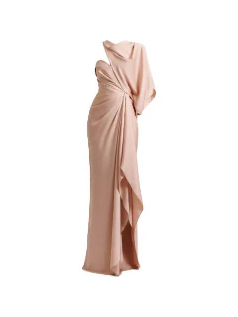 Gemy Maalouf asymmetrical neckline draped maxi dress Neutrals EDR251985LD