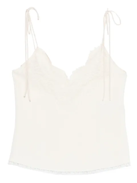 Valentino Garavani lace-trim top Neutrals BAEBG11MM