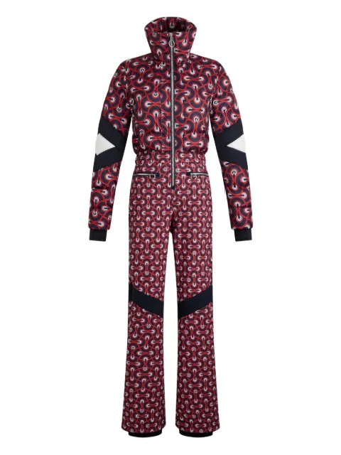 Fusalp quilted patterned ski all-in-one Red 25HI1307