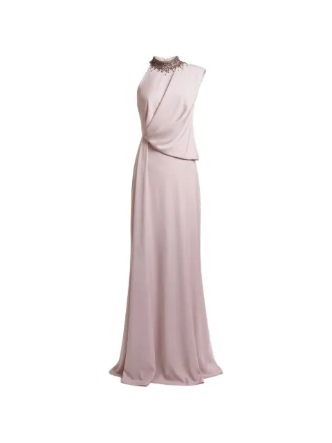 Gemy Maalouf asymmetrical embellished-collar maxi dress Pink EDR251976LD