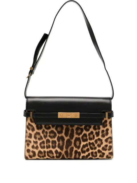 Saint Laurent Pre-Owned ponyhair-trimmed manhattan shoulder bag Black DPAR8924