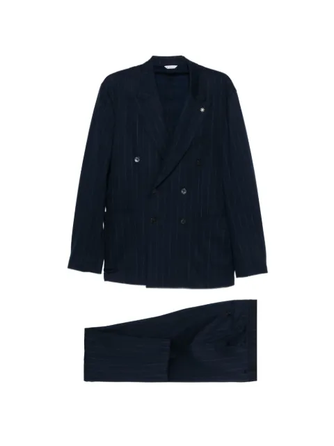 Manuel Ritz double-breasted striped suit Blue 4032A3738MC263280