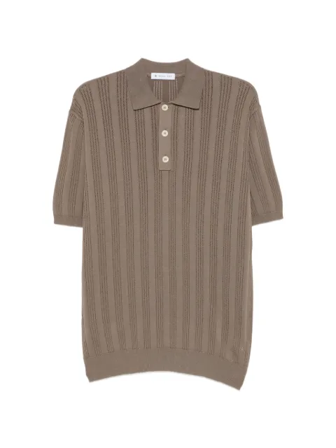 Manuel Ritz perforated ribbed-knit polo shirt Brown 4032M505263311