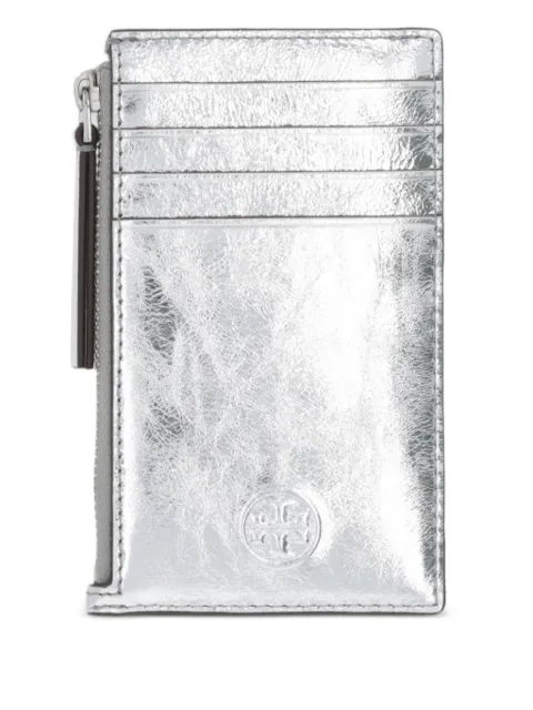 Tory Burch embossed-logo leather cardholder Silver 175191