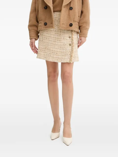 LUISA SPAGNOLI Freccia button fringed-trim mini skirt Neutrals 542721