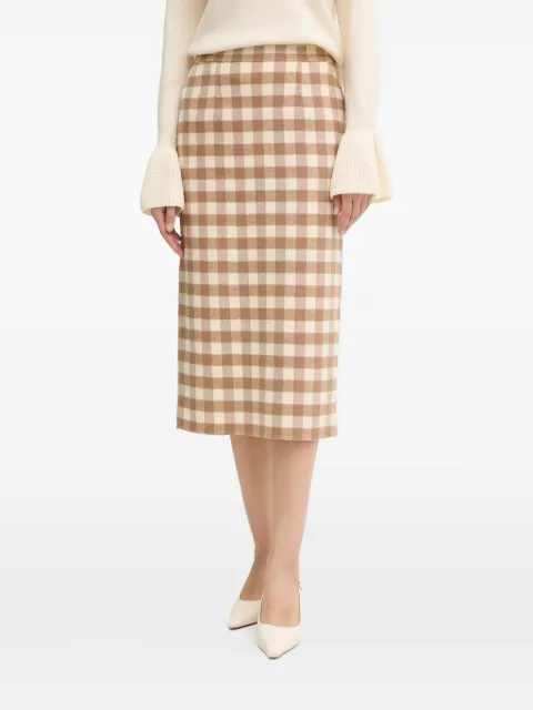 LUISA SPAGNOLI Fanalino checked midi pencil skirt Neutrals 542658