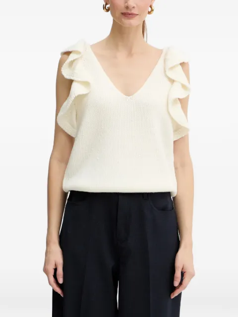 LUISA SPAGNOLI Manubrio ruffled V-neck top White 100232