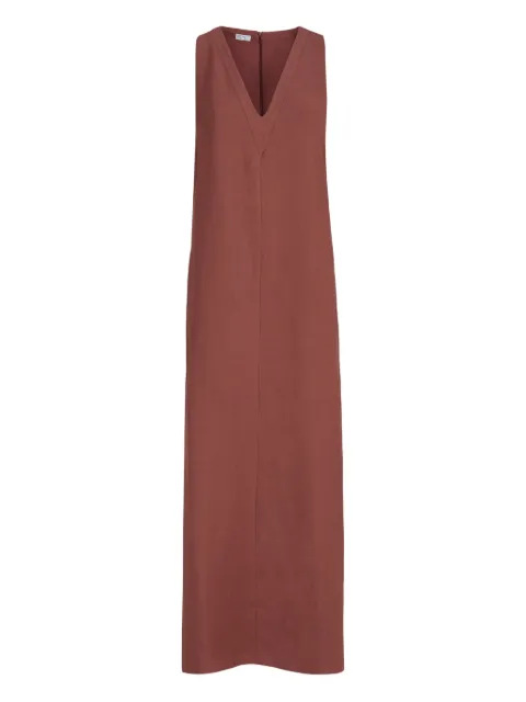Brunello Cucinelli V-neck monili-detail midi dress Orange MH126A4812C4182