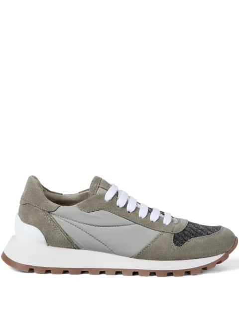 Brunello Cucinelli Techno fabric runners with precious toe Green MZ47G1960C7550