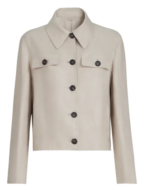 Brunello Cucinelli long-sleeve pocket linen jacket Neutrals MH5277581C9272