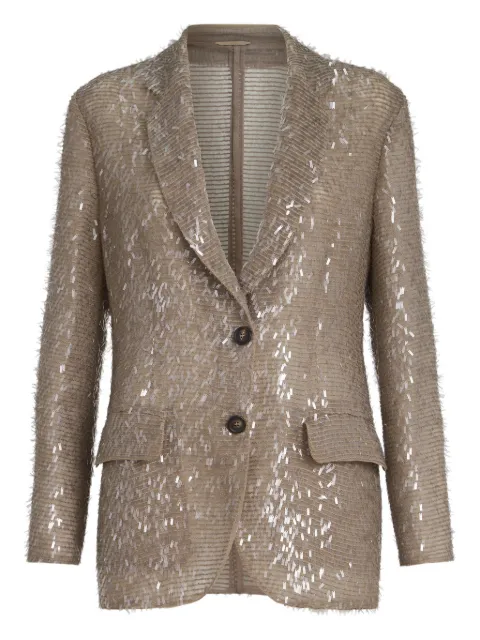 Brunello Cucinelli button-fastening blazer Neutrals MF9407500C8909