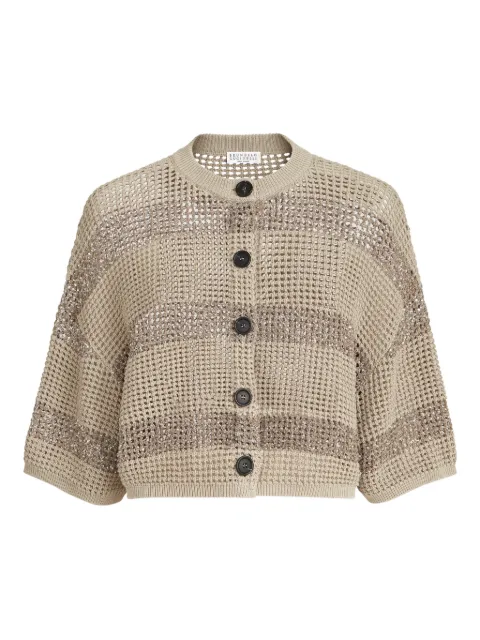 Brunello Cucinelli striped cropped cardigan Neutrals M58772826CKH72