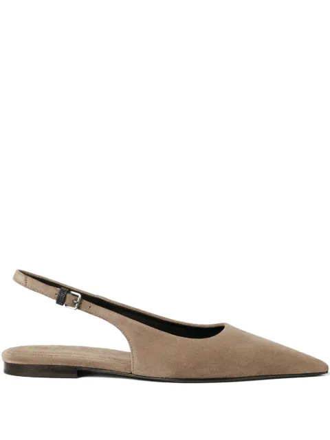Brunello Cucinelli suede slingback flats Brown MZSFC3178C8849