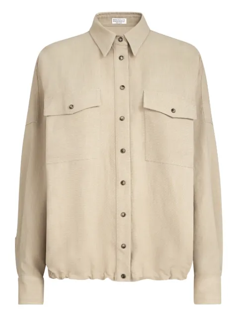 Brunello Cucinelli patch-pocket twill shirt Neutrals MH126NE416C9195