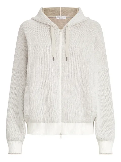 Brunello Cucinelli Honeycomb zip-up hoodie Neutrals M19255806CHG78