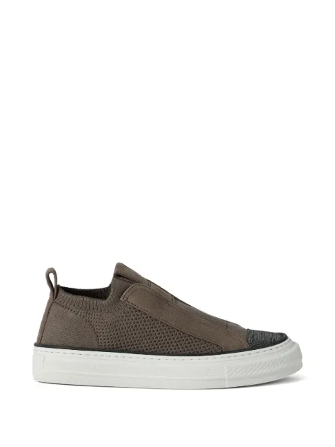 Brunello Cucinelli knitted slip-on sneakers Brown MZ35G2940C8705