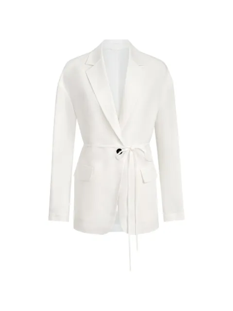 Brunello Cucinelli viscose and linen fluid twill blazer with monili White MH1267591C600