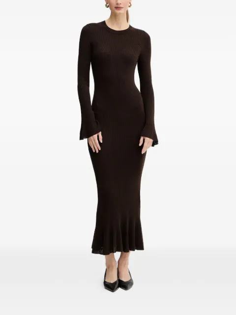LUISA SPAGNOLI Madignano bell-cuff ribbed maxi dress Brown 100225