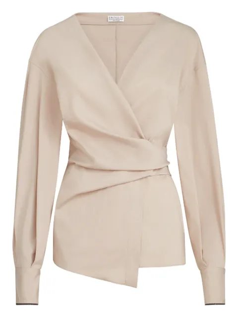 Brunello Cucinelli shiny-cuffs shirt Neutrals M0091HG502C9272