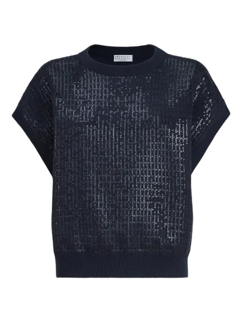 Brunello Cucinelli dazzling check-pattern top Blue M16230000C4224